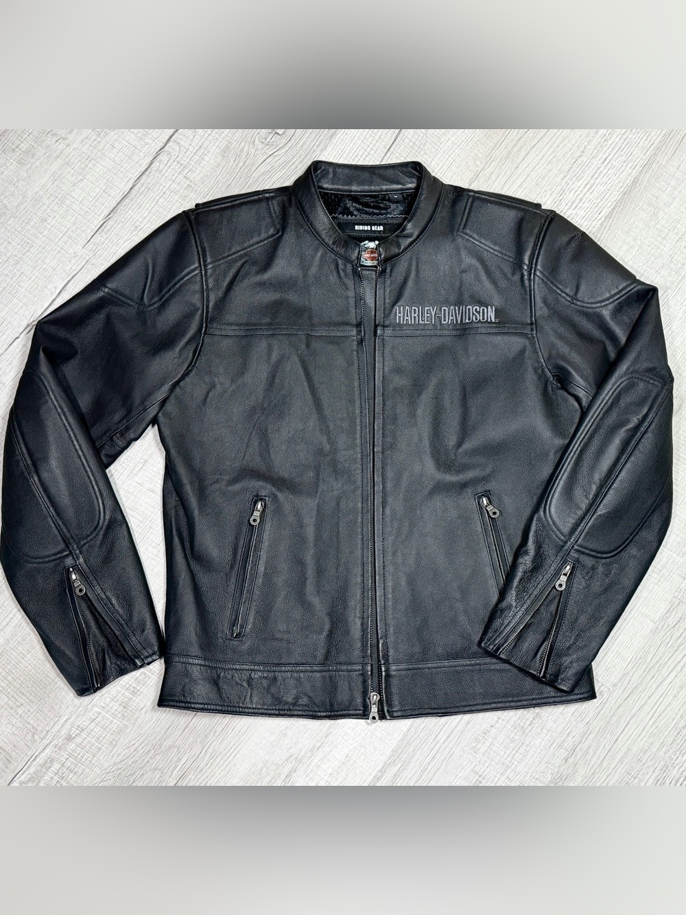 Harley-Davidson Men's Black Leather Riding Jacket 98036-12VM Size M Authentic